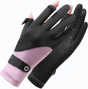 Driving Gloves Women UV Protection Summer UPF50  Ice Silk Running Gloves Non-Slip Full Finger Touchscreen Outdoor Cyling