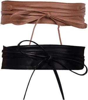 Earnda Women Fashion Obi Belt Faux Leather Wide Wrap Waist Cinch Belt for Dress