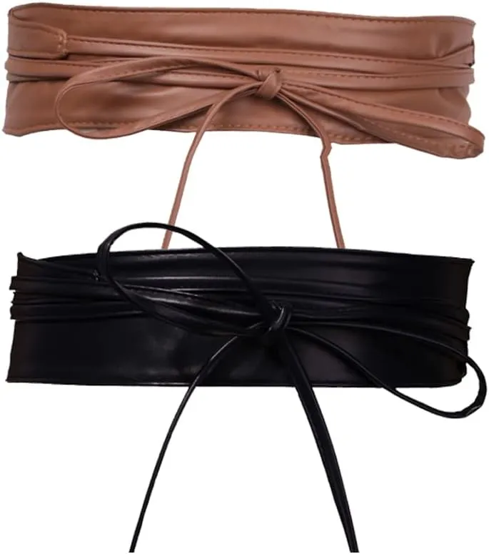 Earnda Women Fashion Obi Belt Faux Leather Wide Wrap Waist Cinch Belt for Dress