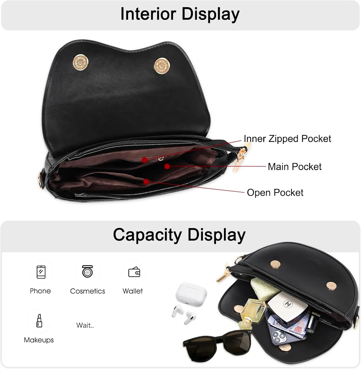 EXTREE crossbody Bags for Women,Trendy Shoulder Vegan Leather Handbags, Satchel Purse with Adjustable Wide Vintage Strap