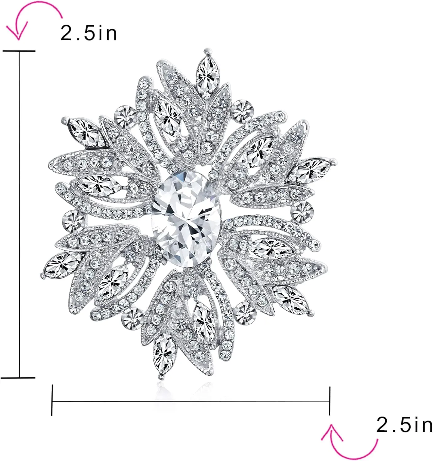 Fashion Large Statement Vintage Style Simulated Gemstone Crystal Scarf Flower Art Deco Brooch Pin For Women