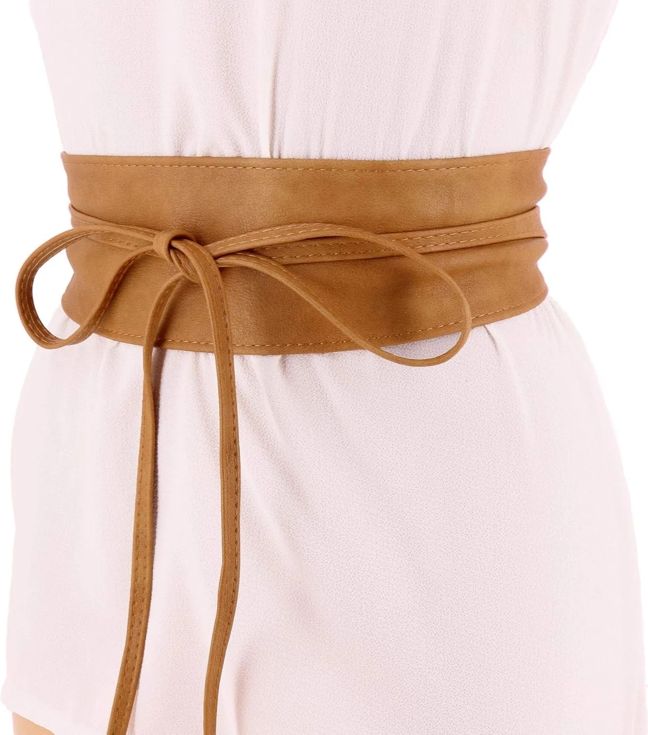 FASHIONGEN - Woman leatherette waisband Obi Belt, MICA