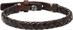 Fossil Men's Casual Stainless Steel and Genuine Leather Bracelet for Men
