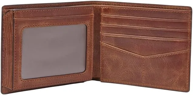 Fossil Men's Derrick RFID-Blocking Leather Bifold Wallet with Flip ID Window for Men