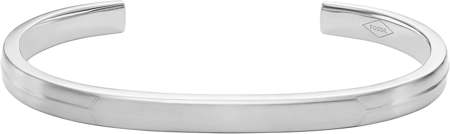 Fossil Men's Plated Stainless Steel Engravable Personalized Gift ID, Chain or Cuff Bracelet for Men