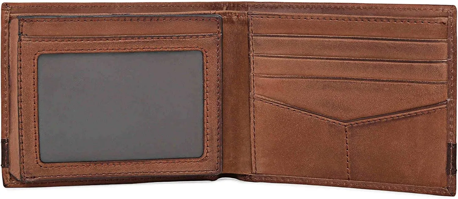 Fossil Men's Quinn Leather Bifold with Flip ID Wallet, Brown, (Model: ML3644200)