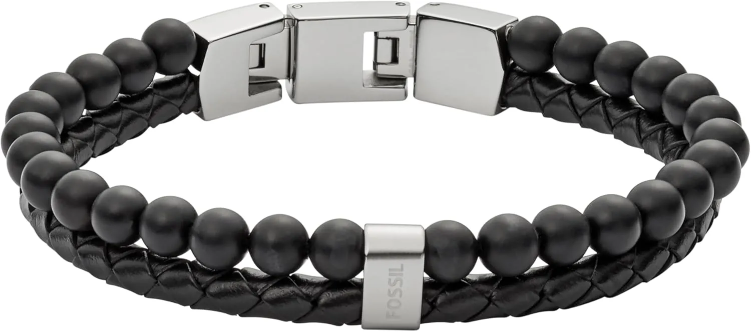 Fossil Men's Stainless Steel and Genuine Leather and/or Beaded Bracelet for Men