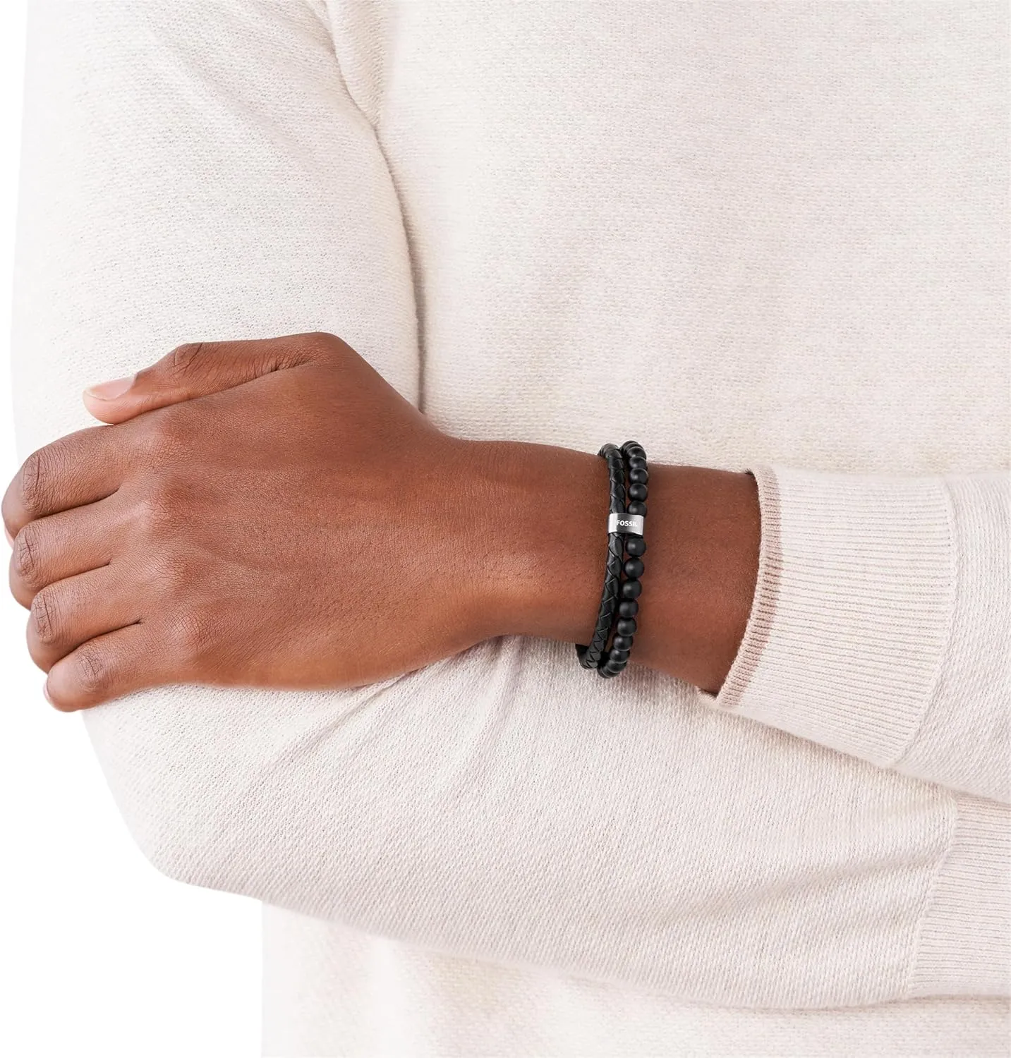 Fossil Men's Stainless Steel and Genuine Leather and/or Beaded Bracelet for Men
