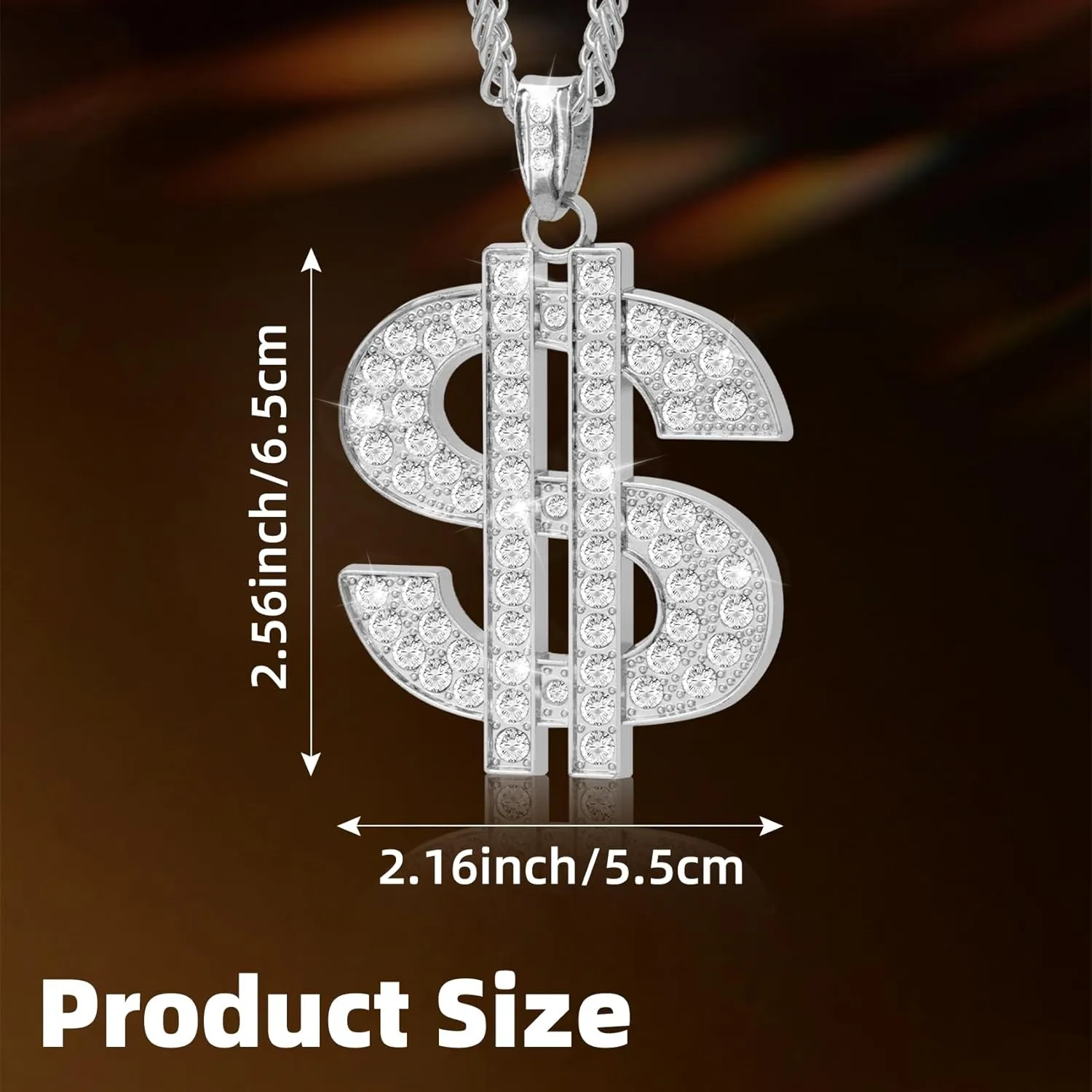 Gold Chain with Dollar Sign, Fake Gold Chain, Money Chain Necklace for Men Women Gold Plated Stainless Steel Jewelry Fashion Pendants for 70s 80s 90s Hip Hop Rapper Costume Accessories
