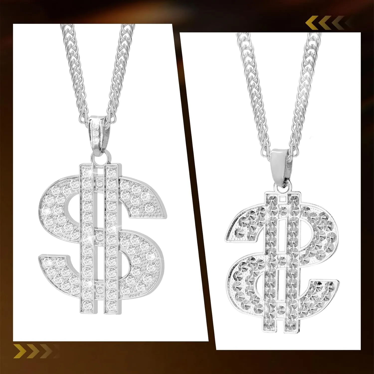 Gold Chain with Dollar Sign, Fake Gold Chain, Money Chain Necklace for Men Women Gold Plated Stainless Steel Jewelry Fashion Pendants for 70s 80s 90s Hip Hop Rapper Costume Accessories