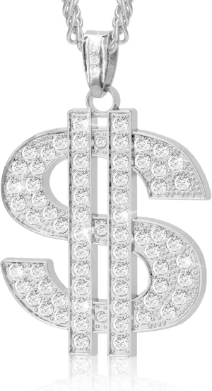 Gold Chain with Dollar Sign, Fake Gold Chain, Money Chain Necklace for Men Women Gold Plated Stainless Steel Jewelry Fashion Pendants for 70s 80s 90s Hip Hop Rapper Costume Accessories