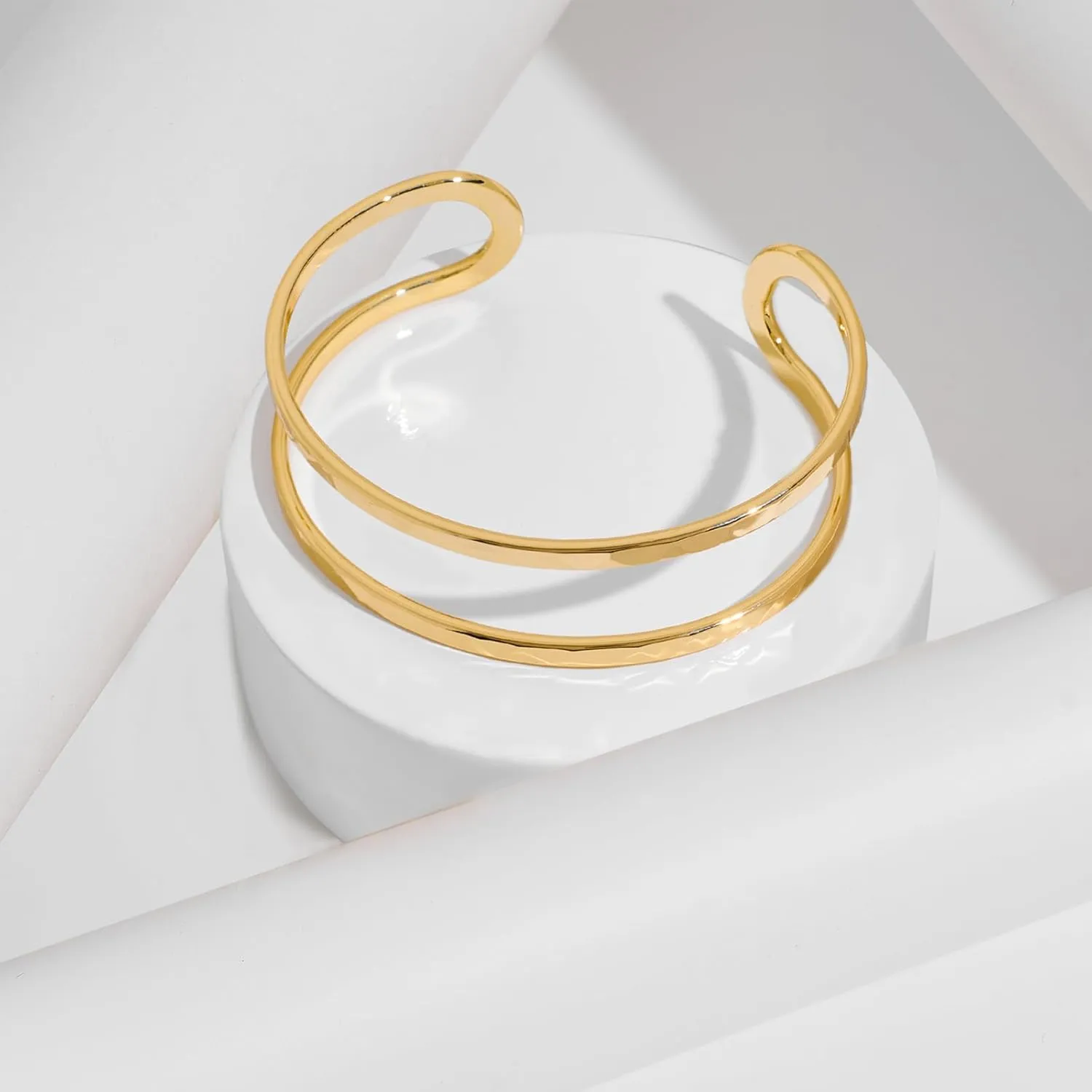 Gold Silver Cuff-Bracelets for Women Hollow Wide Open Bangle Bracelets