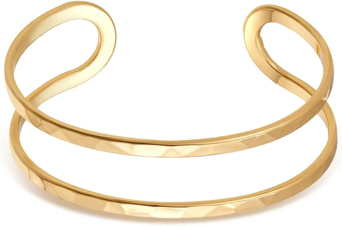 Gold Silver Cuff-Bracelets for Women Hollow Wide Open Bangle Bracelets