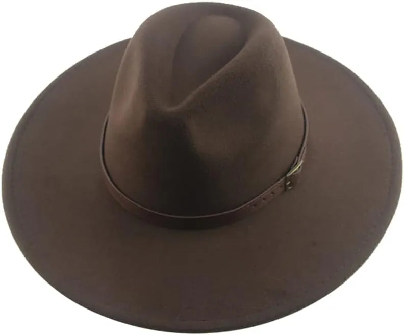 Hats for Women Man Hat Male Fedoras Winter Felted Hat Big Brim 9.5CM Belt Band Casual Solid Panama Cap