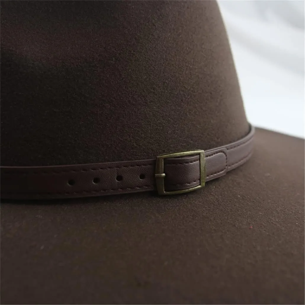 Hats for Women Man Hat Male Fedoras Winter Felted Hat Big Brim 9.5CM Belt Band Casual Solid Panama Cap