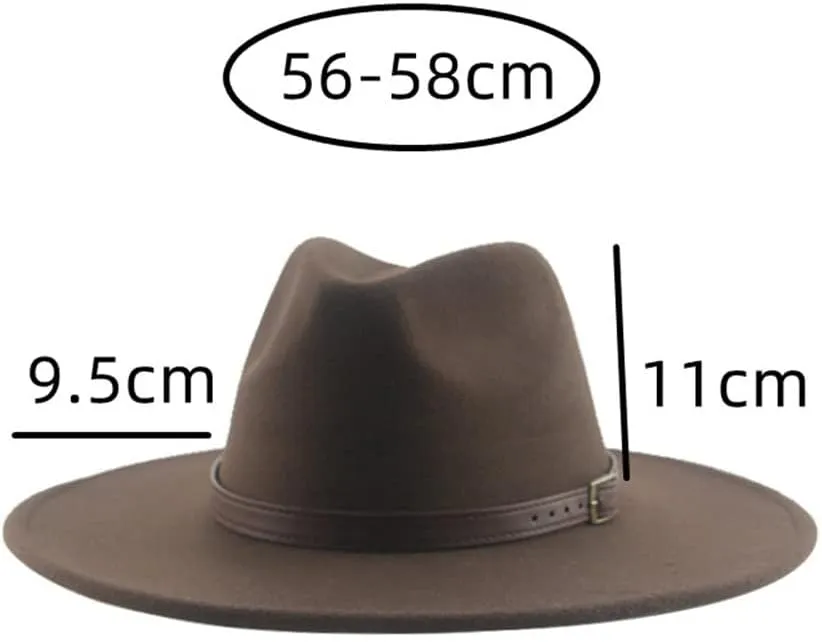 Hats for Women Man Hat Male Fedoras Winter Felted Hat Big Brim 9.5CM Belt Band Casual Solid Panama Cap