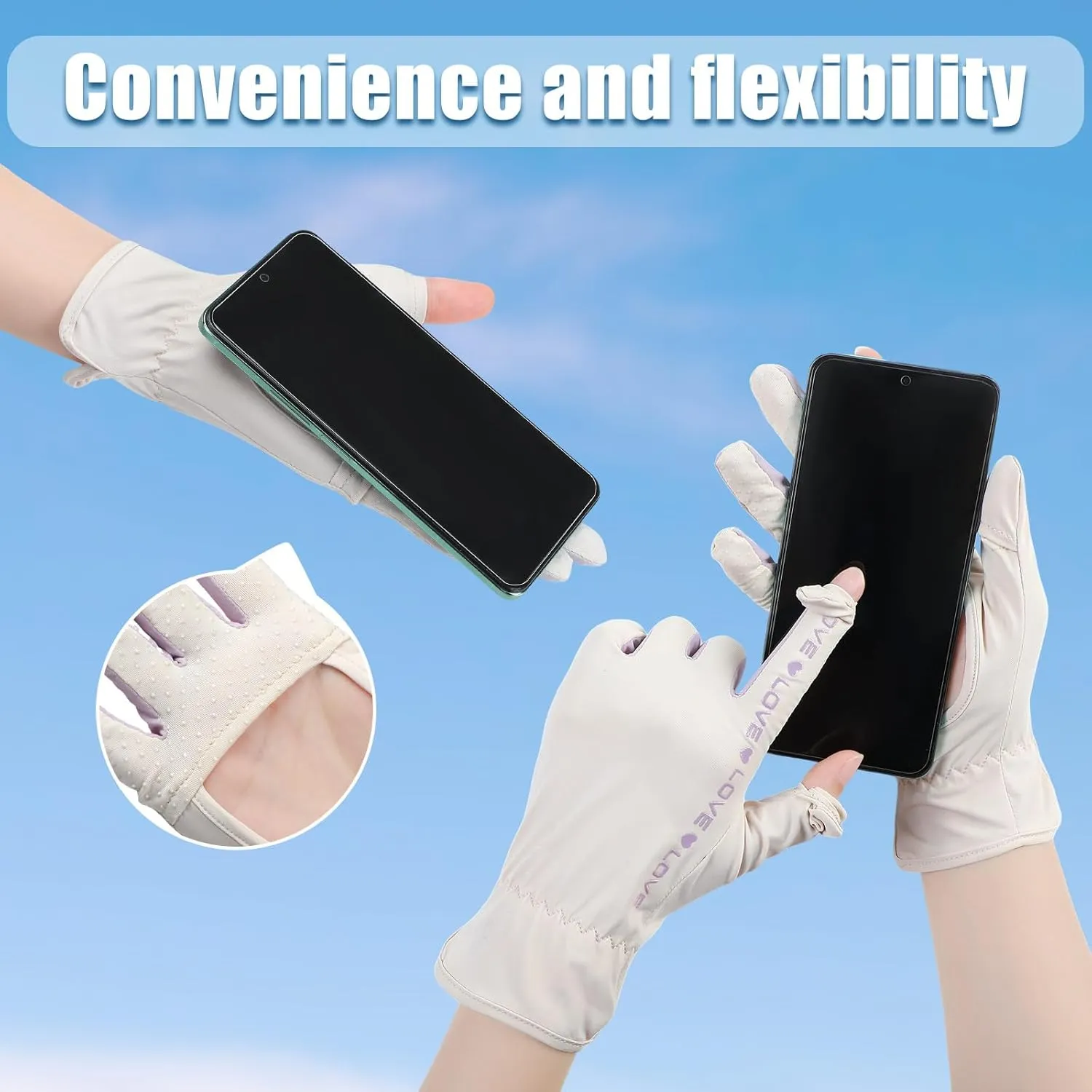 Hercicy 2 Pairs Sun Gloves for Women UV Protection Summer Driving Gloves Full Finger Touchscreen Non Slip Gloves