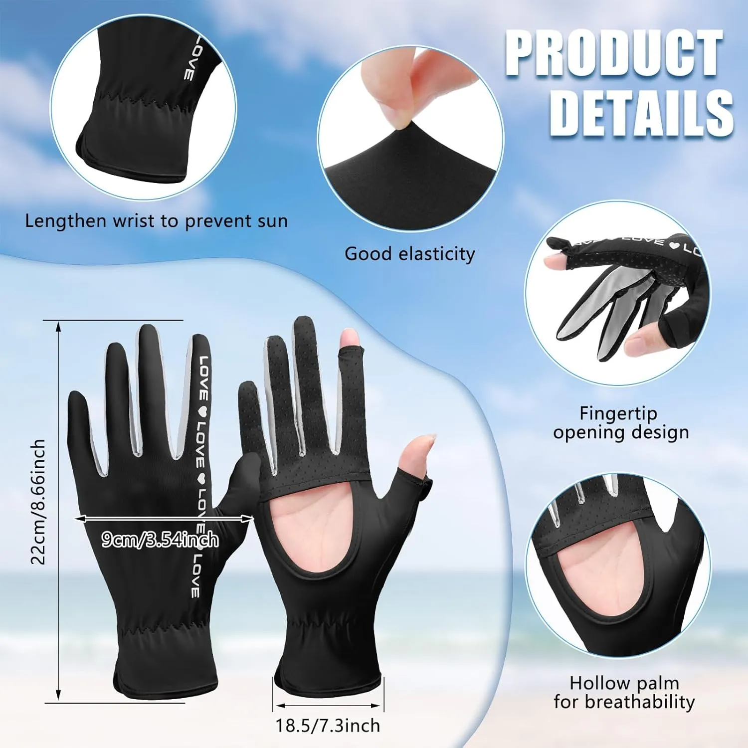 Hercicy 2 Pairs Sun Gloves for Women UV Protection Summer Driving Gloves Full Finger Touchscreen Non Slip Gloves