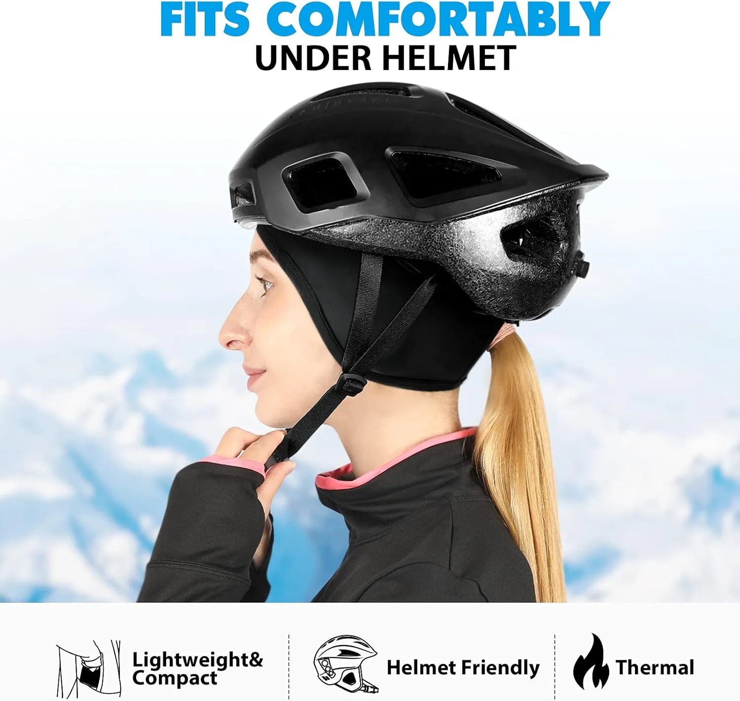 Hikenture Womens Skull Cap with Ponytail Hole,Winter Running Beanie Hat Cold Weather Thermal Cycling Helmet Liner with Fleece