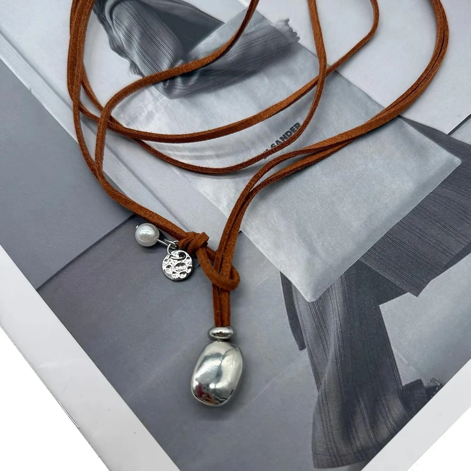 HUASAI Boho Necklaces for Women Western Jewelry Country Concert Outfits for Women Layered Brown Choker Necklace Leather Boho Necklace Western Cowgirl Outfits Jewelry