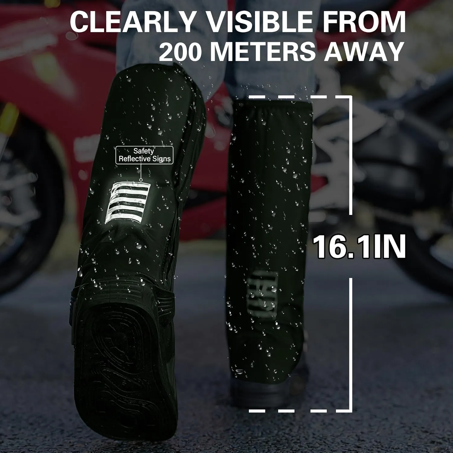 iCreek Waterproof Shoe Covers Reflective Rain Boot Foldable Non-Slip Protective Overshoes for Rainy Day, Hiking, Outdoor