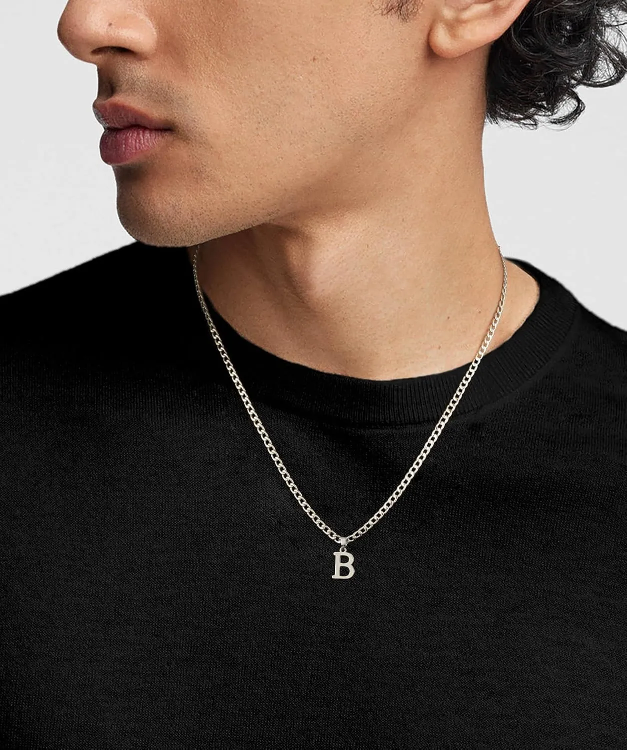 Initial A-Z Letter Pendant Necklace for Men 18K Gold Plated Capital Initial Necklace Cuban Link Chain 4mm 20 Inch Jewelry Gift