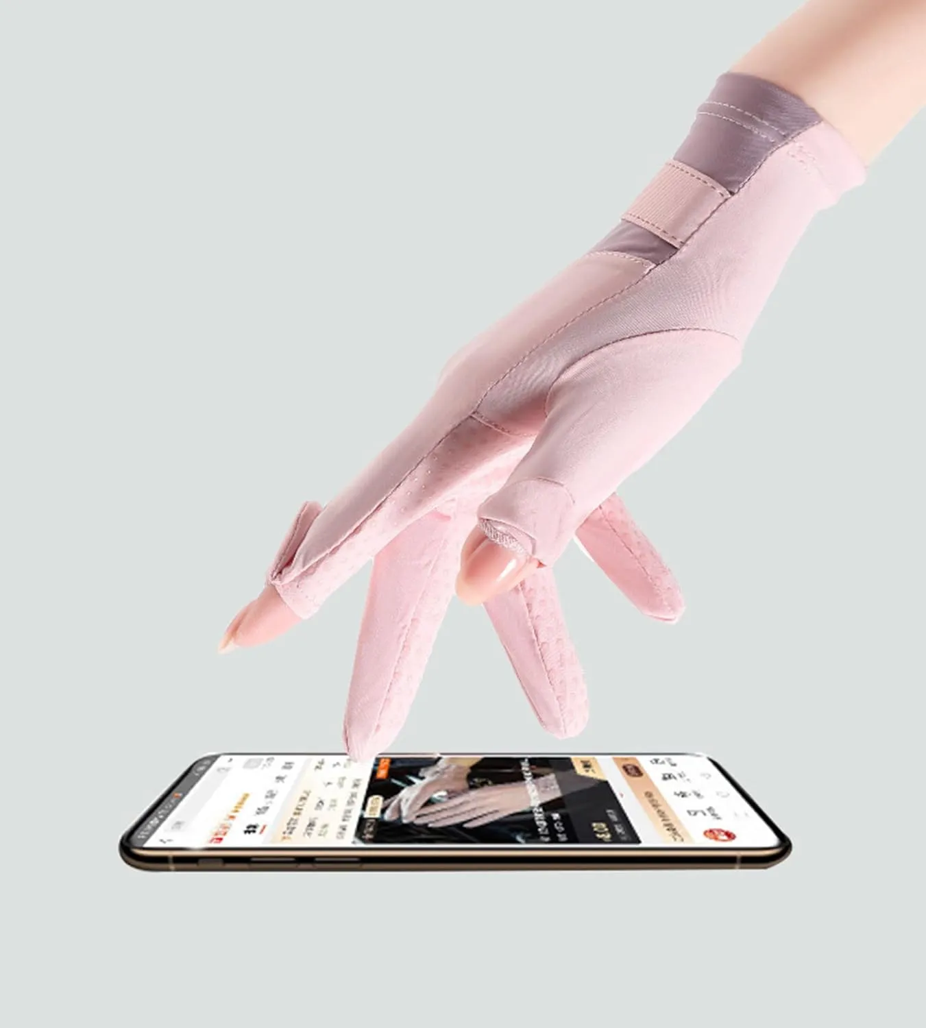 INOGIH Womes Lightweight Cool Ice-Silk Full Finger Gloves,Non-Slip Sun-Block Uv Gloves for Driving Cycling