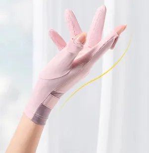 INOGIH Womes Lightweight Cool Ice-Silk Full Finger Gloves,Non-Slip Sun-Block Uv Gloves for Driving Cycling