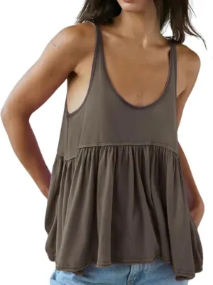 InterNos Women's Summer Flowy Tank Tops Sleeveless Strap Ruffle Shirts Babydoll Tunic Tank Peplum Tops