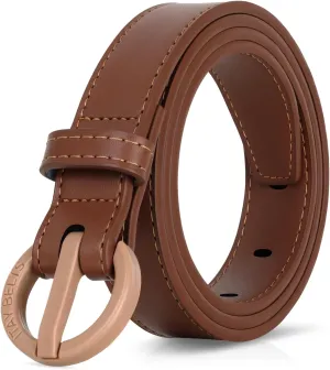 ITAY Women Metal Free Leather Belt - 25mm Nickel Free Belt for Women, TSA-Friendly No Metal Belts with Sturdy Plastic Buckle