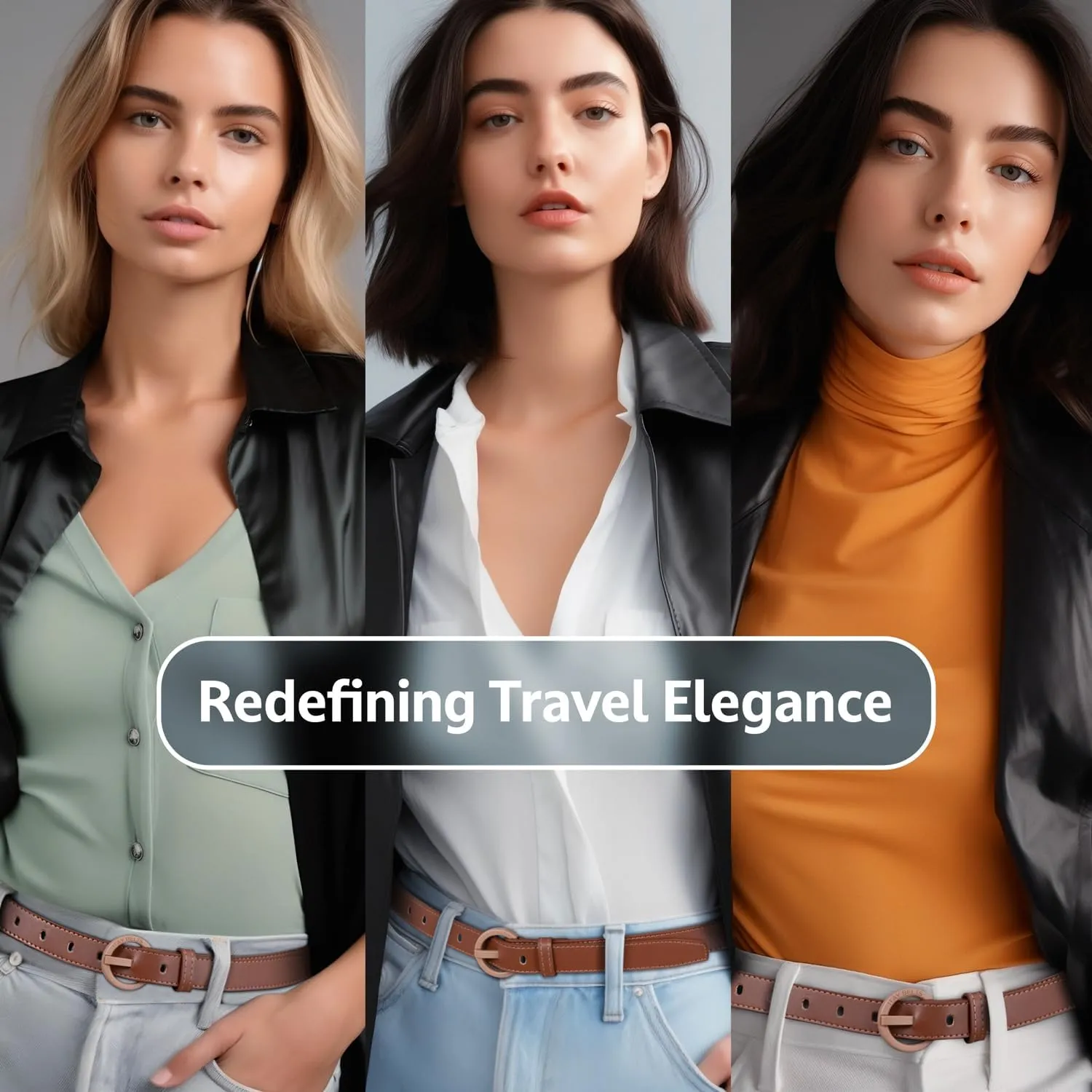 ITAY Women Metal Free Leather Belt - 25mm Nickel Free Belt for Women, TSA-Friendly No Metal Belts with Sturdy Plastic Buckle