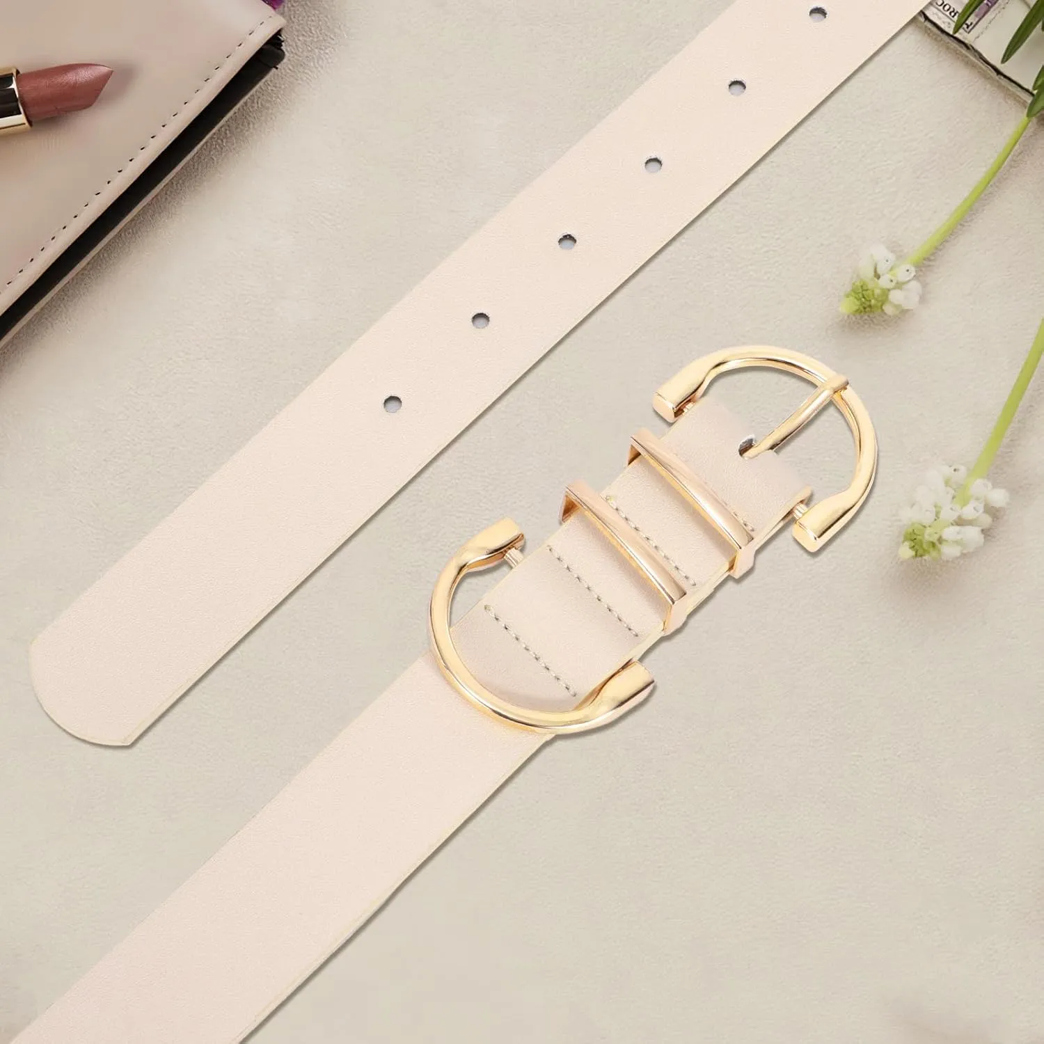 JASGOOD Women Leather Belt for Jeans Pants Ladies Waist Belt for Dress with Fashion Metal Buckle