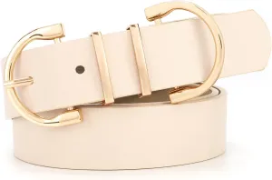 JASGOOD Women Leather Belt for Jeans Pants Ladies Waist Belt for Dress with Fashion Metal Buckle