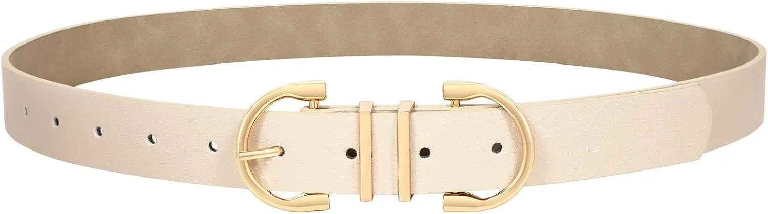 JASGOOD Women Leather Belt for Jeans Pants Ladies Waist Belt for Dress with Fashion Metal Buckle