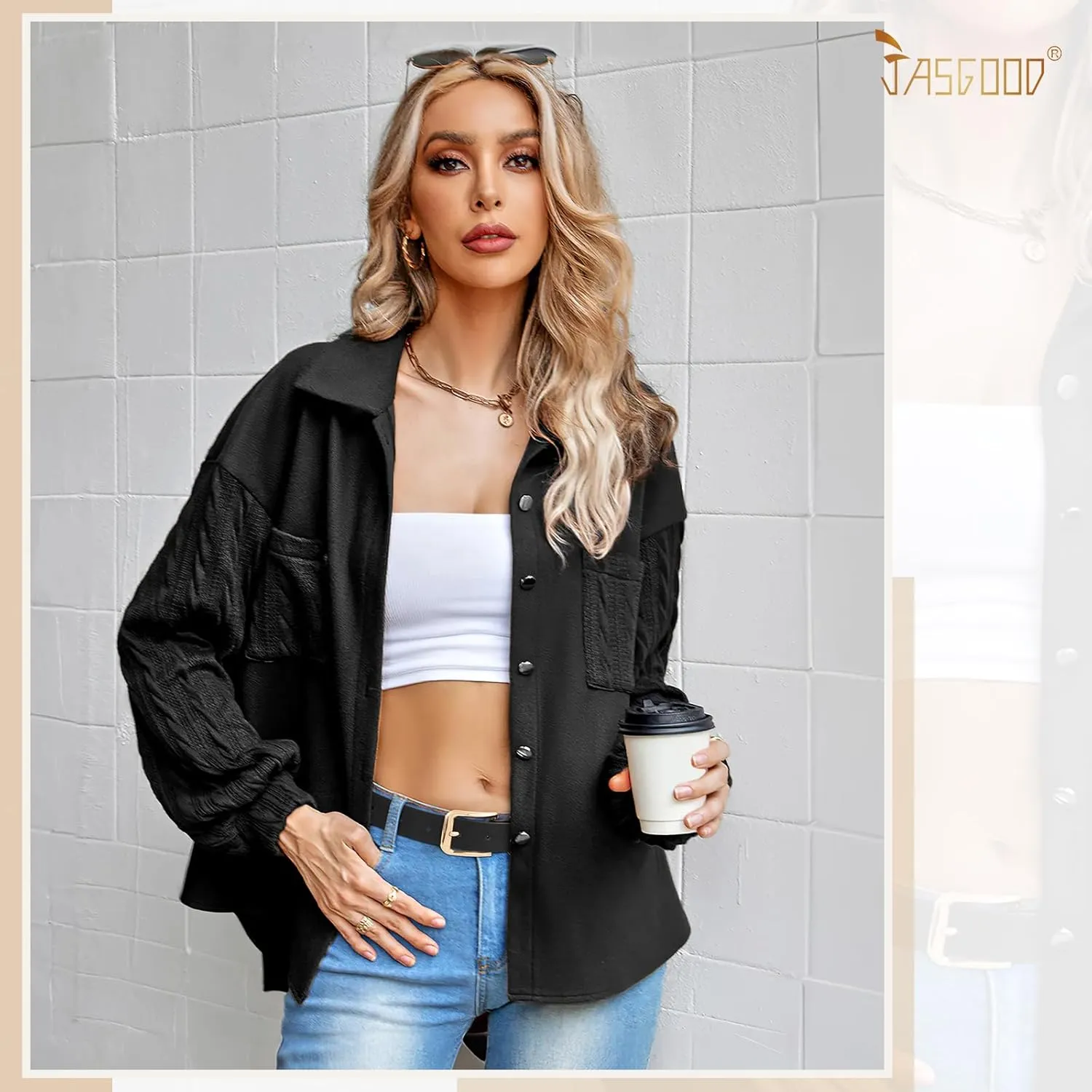 JASGOOD Women's Leather Belts Ladies Fashion Leather Belts for Jeans Pants Dress with Metal Gold Buckle