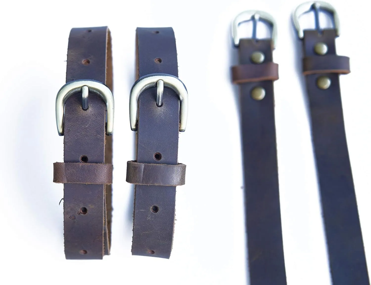 Jeereal Genuine Leather Stirrup Straps (4 Pack) with Metal Buckle Adjustable Length