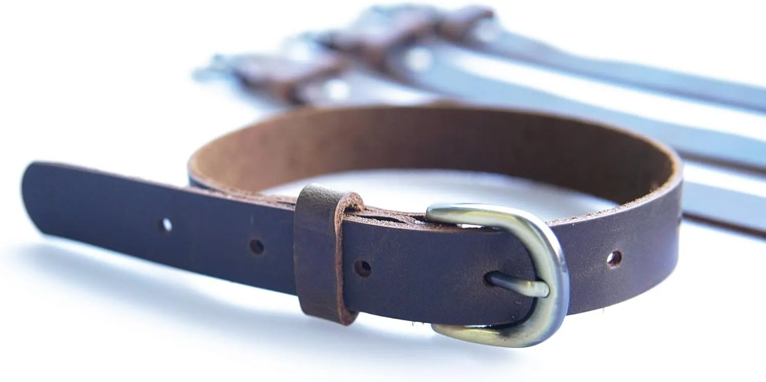 Jeereal Genuine Leather Stirrup Straps (4 Pack) with Metal Buckle Adjustable Length