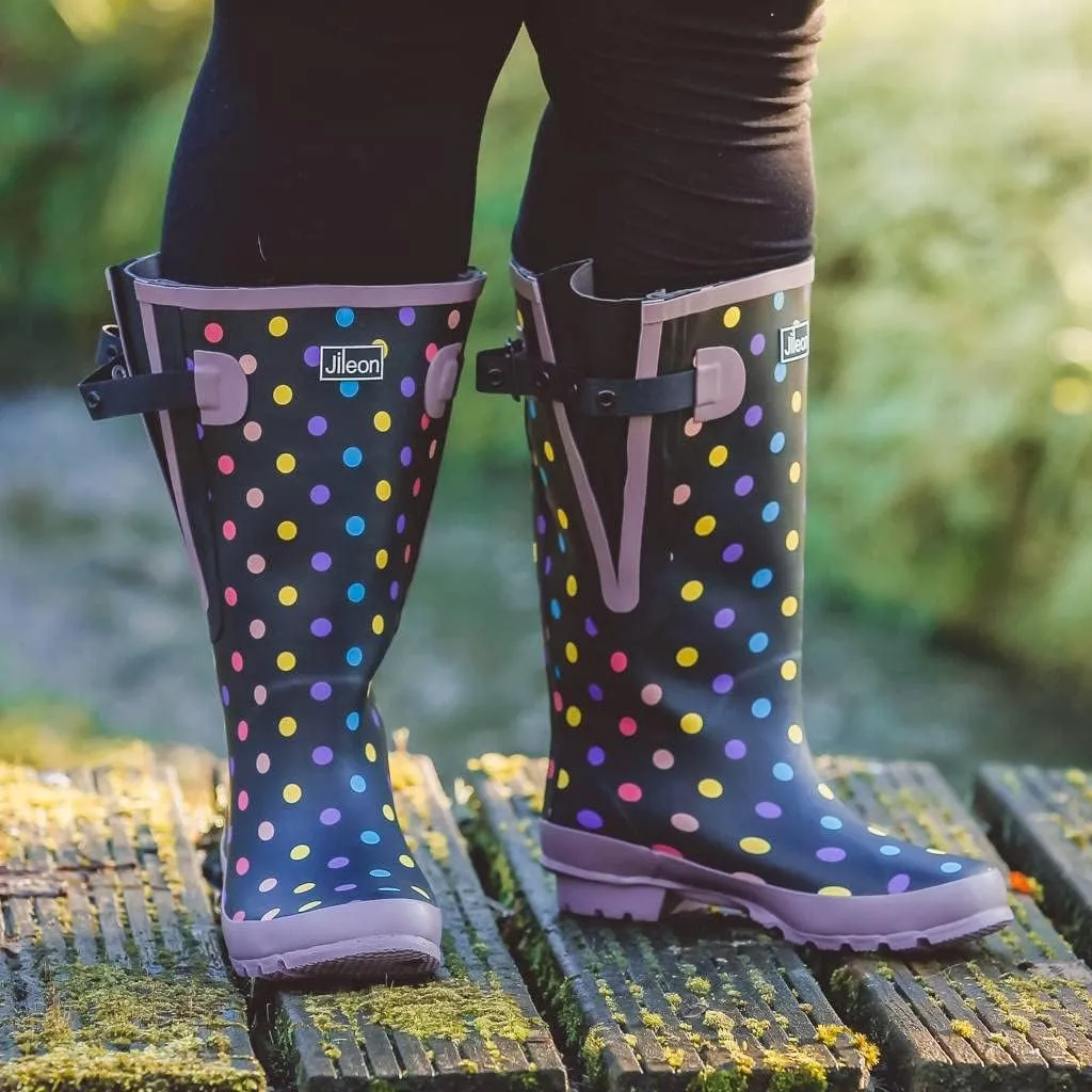 Jileon Extra Wide Calf Rain Boots - Ideal for Wide Feet, Ankles & Calves - Fit 16 to 23 Calves - Durable & Waterproof