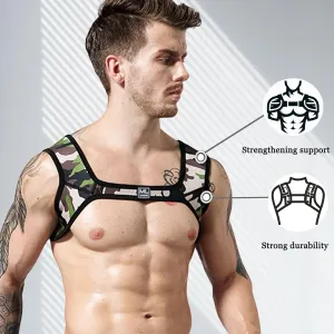 JOCKMAIL Men's Neoprene Harness with Elastic Shoulder Straps - Muscle Chest Harness