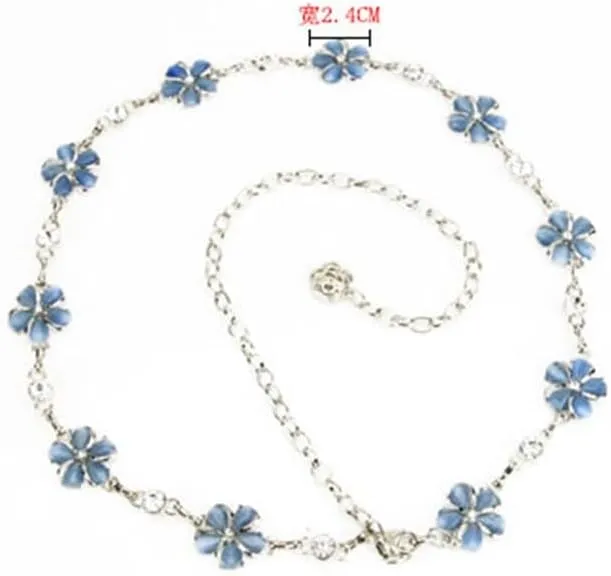 JSEIAJB Flower Waist Chain Belt Decoration Dress Sweet Metal Chain Korean Dress Belt