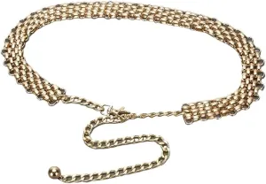 JSEIAJB Women's Metal Belt Hundred Hollowing Decoration Waist Chain(Gray)