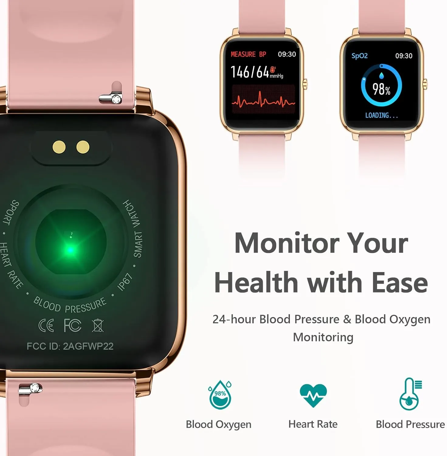 KALINCO Smart Watch, Fitness Tracker with Heart Rate Monitor, Blood Pressure, Blood Oxygen Tracking, 1.4 Inch Touch Screen Smartwatch Fitness Watch for Women Men Compatible with iOS Android