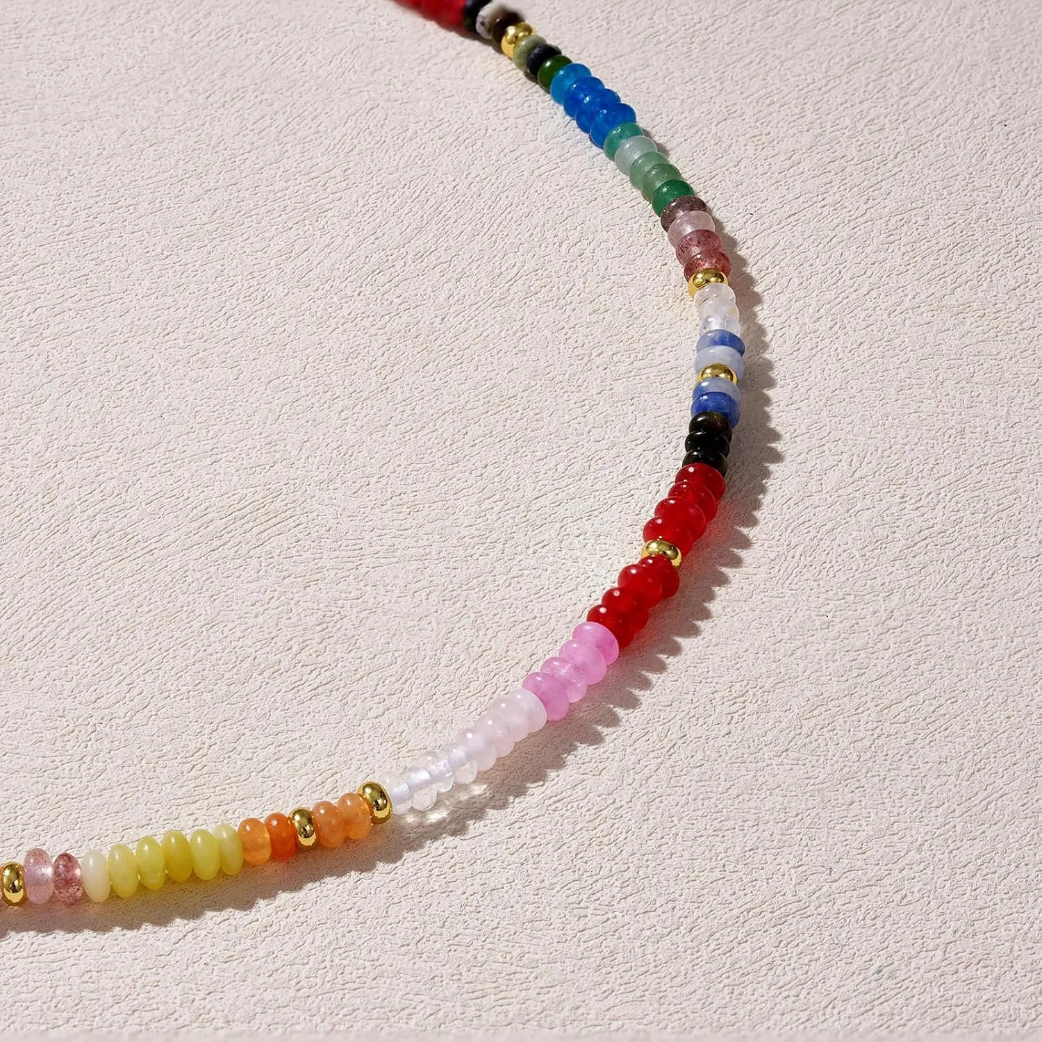 KELORIS PATH Beaded Necklace for Women, Colorful Gemstone Boho Bead Choker for Beach, Trendy Summer Natural Stone Jewelry Gifts