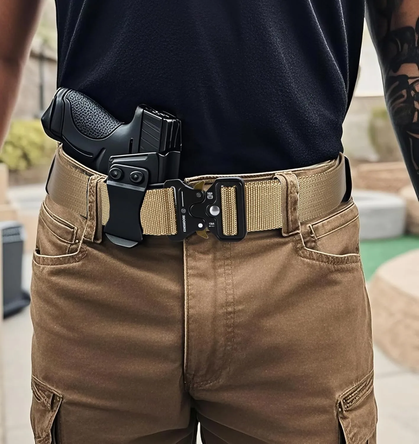 KingMoore Men's Tactical Belt Heavy Duty Webbing Belt Adjustable Military Style Nylon Belts with Metal Buckle