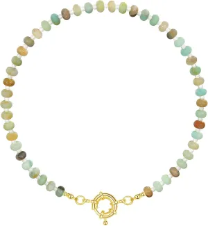 KissYan Beaded Gemstone Necklace for Women, Colorful Boho Bead Choker Natural Stone Surfer Beach Necklaces 14K Gold Plated Summer Handmade Jewelry