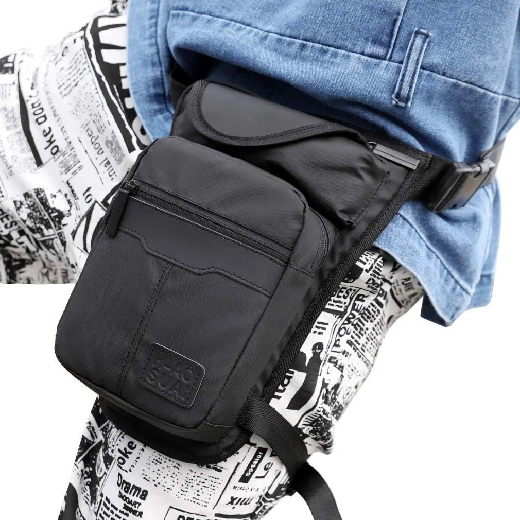 KPYWZER Outdoor Thigh Drop Leg Bag for Men Women Waist Fanny Pack Motorcycle Ride Crossbody Shoulder Riding Travel Hiking Tactical 04-Black
