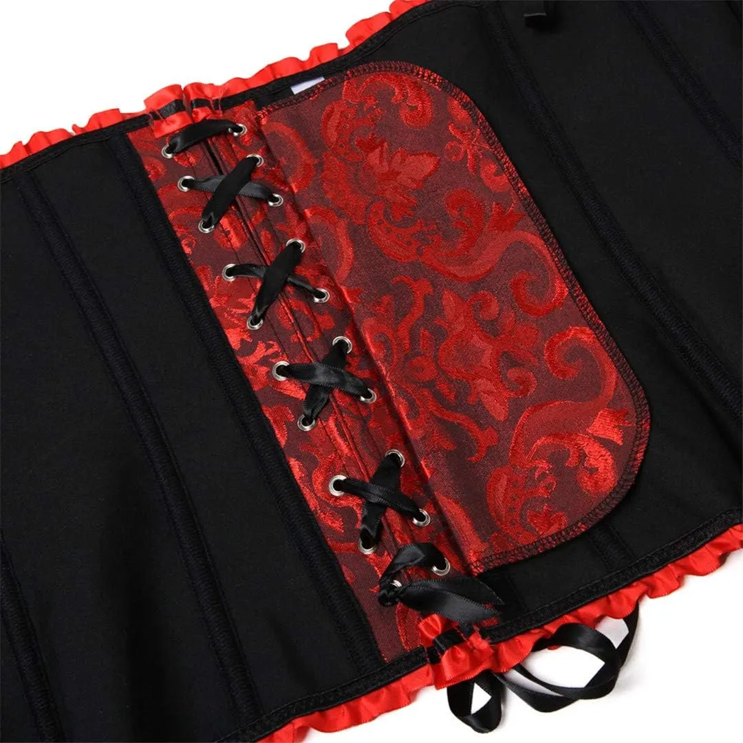 Kranchungel Plus Size Corset Women's Floral Pleated Trim Overbust Waist Cincher Bustier Top