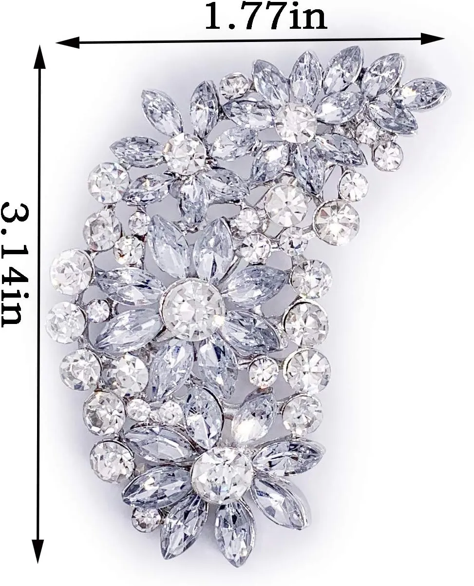 LAXPICOL Vintage Austrian Crystal Flower Leaf Bouquet Clusters Large Big Brooch Pin for Women Gold Tone