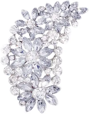 LAXPICOL Vintage Austrian Crystal Flower Leaf Bouquet Clusters Large Big Brooch Pin for Women Gold Tone