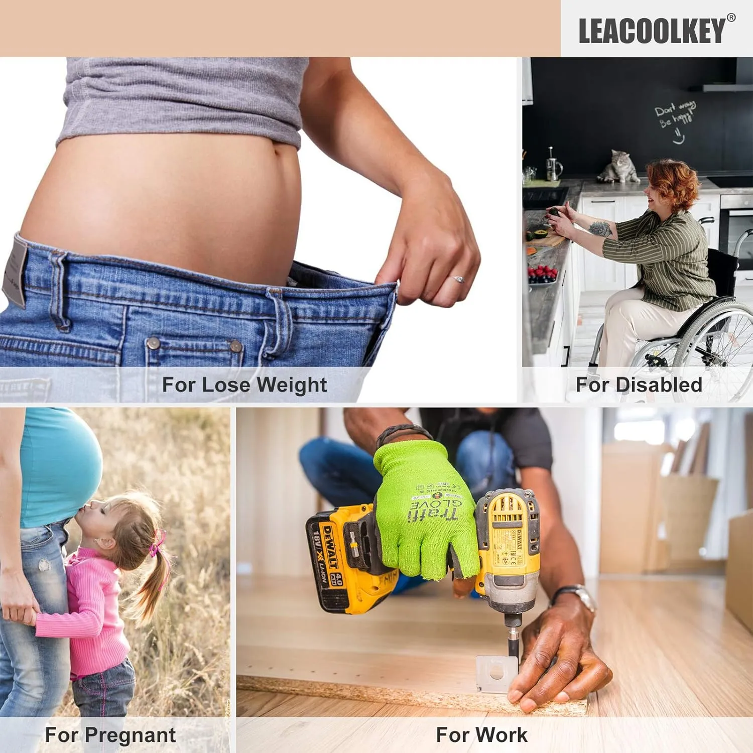LEACOOLKEY No Buckle Stretch Belt for Women/Men2 Pack Elastic Invisible Belt for Jeans